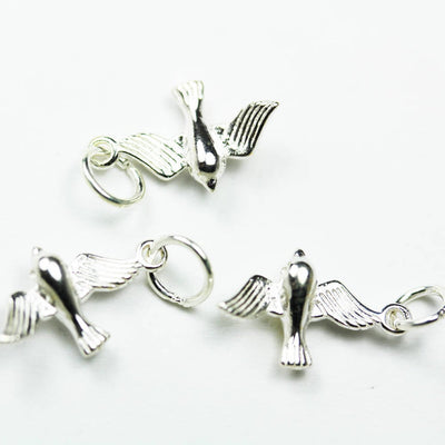 Charm 3pcs 925 Sterling Silver Jewellery findings Charm Beads ,Bird charm, 15*9mm