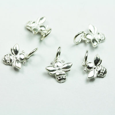 Charm 925 Sterling Silver Jewellery Findings Charm Beads , 3pcs Bee Charms, 9*10mm, 2.3mm thick