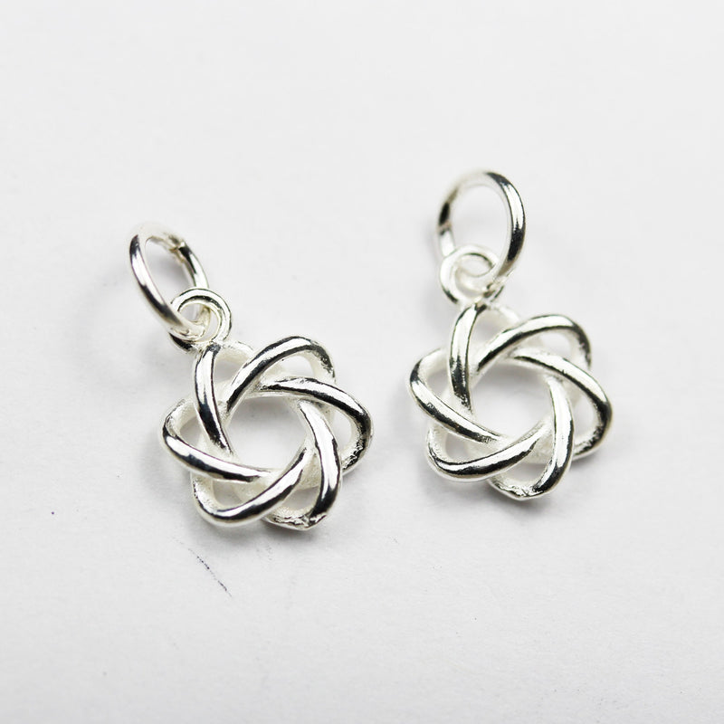 Silver Charm 2pcs 925 Sterling Silver Jewellery findings Charm Beads , Star Hoop charm, 10mm, 6mm closed jump ring