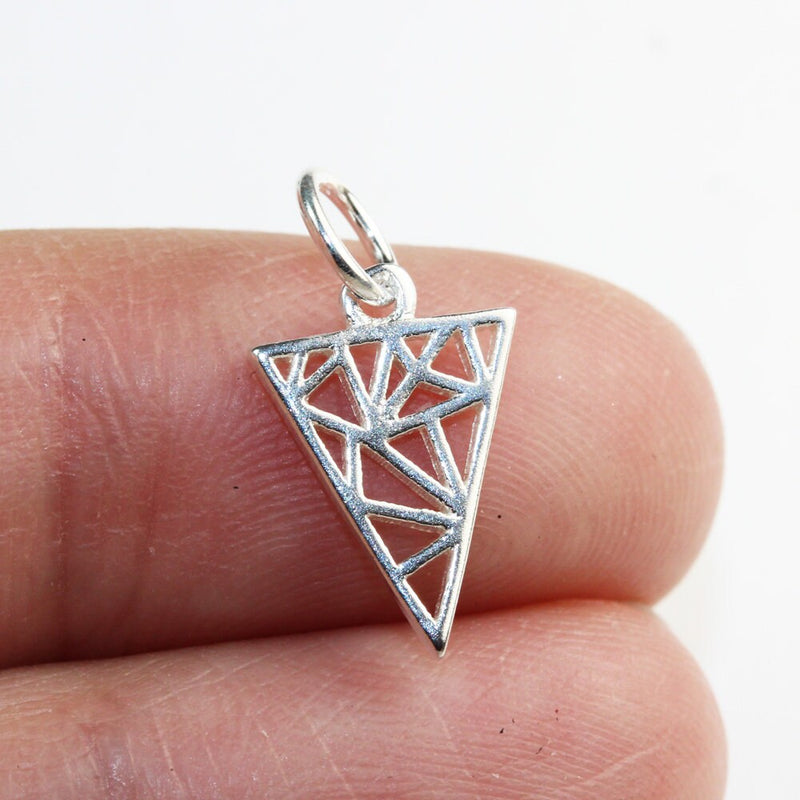 Silver Charm 4pcs 13*9.5mm Triangle 925 Sterling Silver Jewellery findings Charm Beads , Triangle pendant/charm/beads