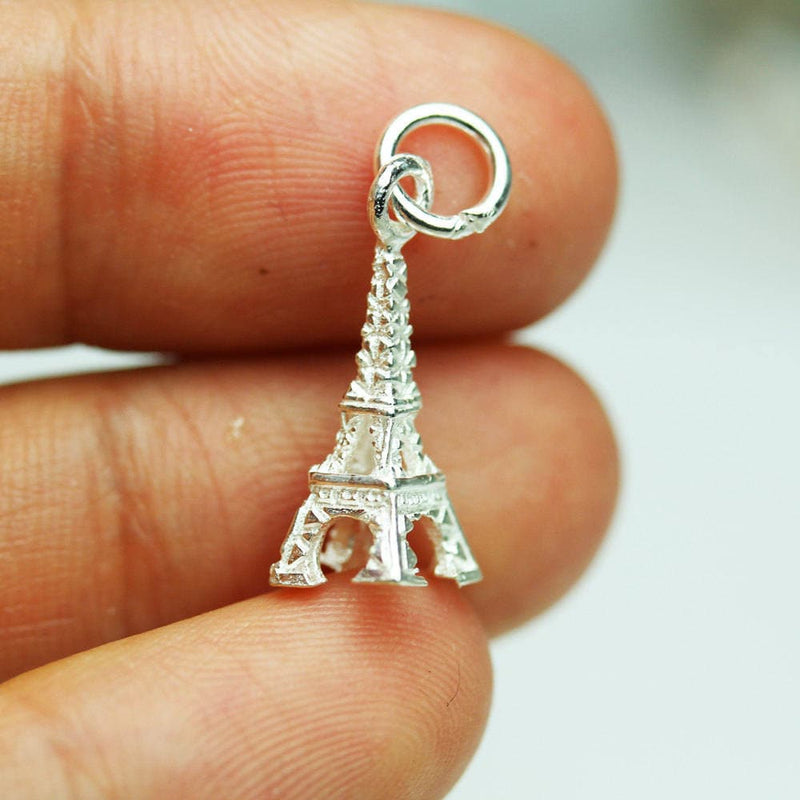 Charms 2pcs 925 Sterling Silver Jewellery findings Eiffel Tower Charm Beads , 18*8mm Tower