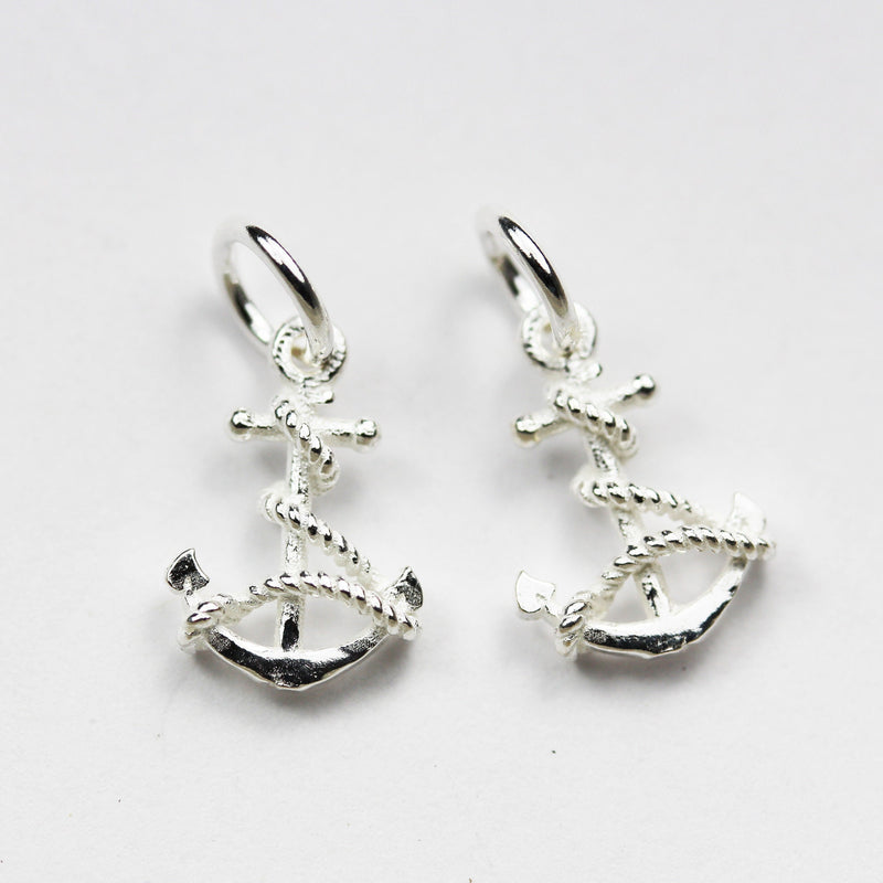 Silver Charm 3pcs 10*14mm Anchor Charms 925 Sterling Silver Jewellery findings Charm Beads