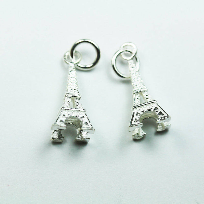 Charms 2pcs 925 Sterling Silver Jewellery findings Eiffel Tower Charm Beads , 18*8mm Tower