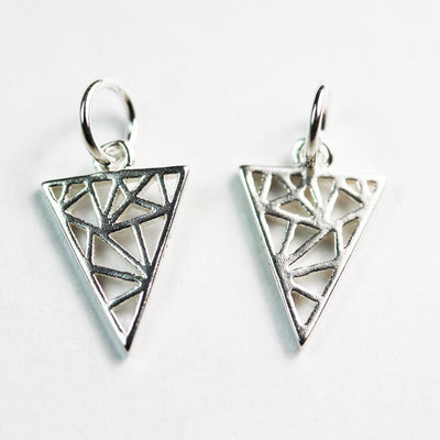 Silver Charm 4pcs 13*9.5mm Triangle 925 Sterling Silver Jewellery findings Charm Beads , Triangle pendant/charm/beads