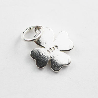 Silver Charm 2pcs 925 Sterling Silver Jewellery Findings Charm Beads , 12mm Four leaf clover, 6mm Closed Jump Ring