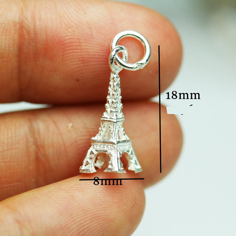 Charms 2pcs 925 Sterling Silver Jewellery findings Eiffel Tower Charm Beads , 18*8mm Tower