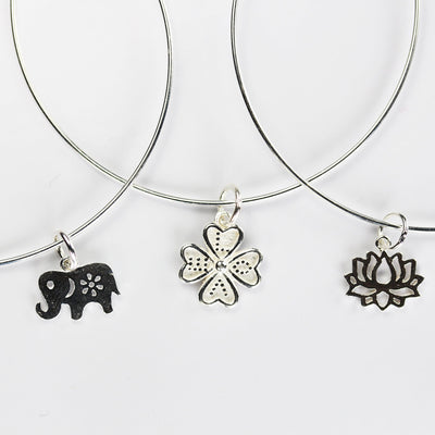 Silver Charm 2pcs 925 Sterling Silver Jewellery Findings Charm Beads , 12mm Four leaf clover, 6mm Closed Jump Ring