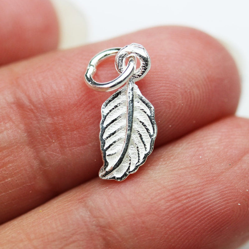 Charm 3pcs 925 Sterling Silver Jewellery findings Charm Beads , 15*6mm Leaf