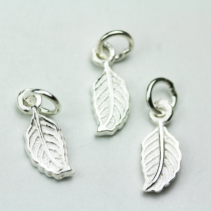 Charm 3pcs 925 Sterling Silver Jewellery findings Charm Beads , 15*6mm Leaf