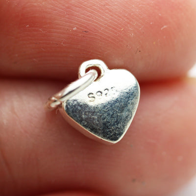 Silver Charm 2pcs 8*8mm Enamel Pink Heart 925 Sterling Silver Jewellery findings Charm Beads , Heart pendant/charm/beads