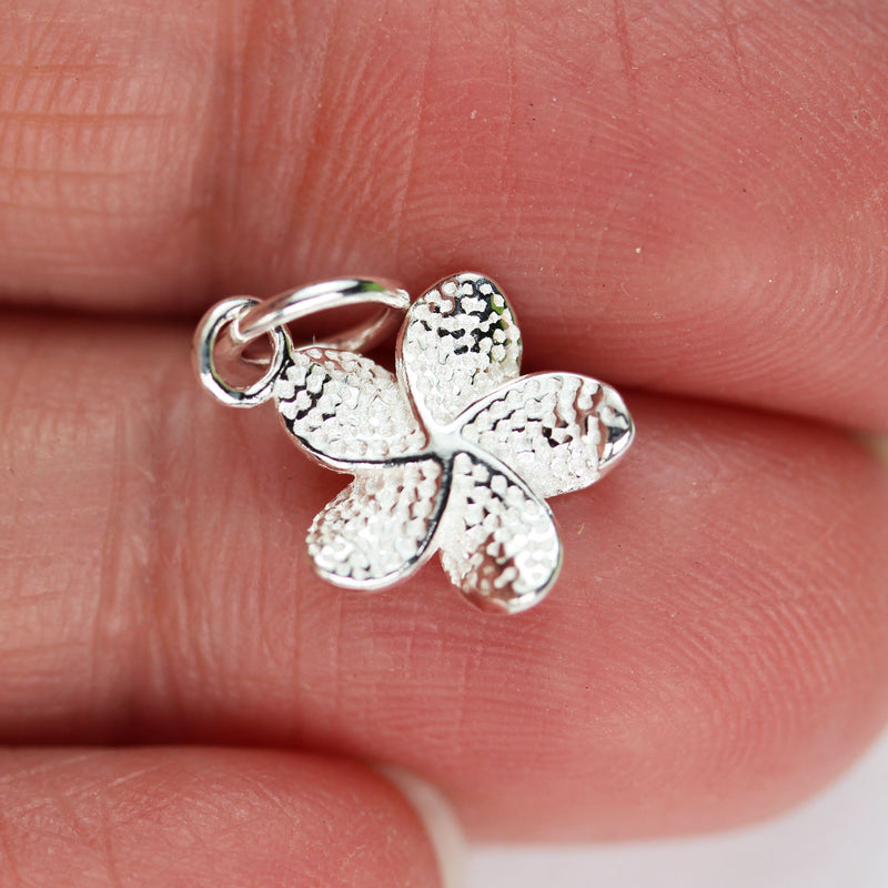 Silver Charm 2pcs 925 Sterling Silver Jewellery findings Charm Beads , 10mmFlower,3mm Height