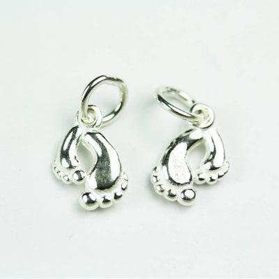 Charm 925 Sterling Silver Jewellery findings Charm Beads , 2pcs 11*8mm Footprint Charms, Baby Feet charm, Baby Shower gift