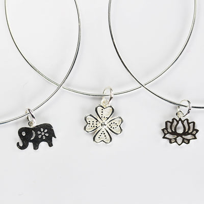 Charms 4pcs 925 Sterling Silver Jewellery findings Lotus Charm Beads , 12*11mm Lotus Flower,6mm Closed jump ring