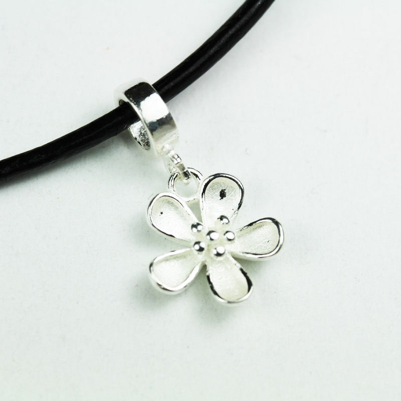 Jewelry charms 2pcs 925 Sterling Silver Jewellery findings Charm Beads , 12mmFlower with bail,3.5mm hole for chain