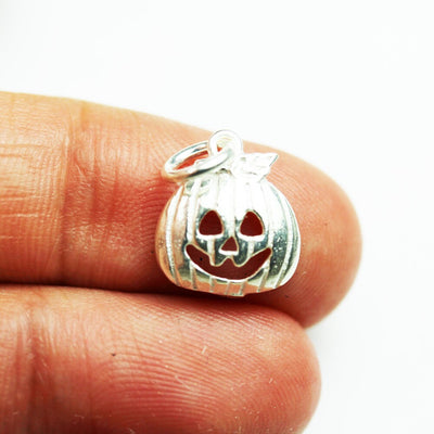 Charms 2pcs Pumpkin Charm 925 Antique Sterling Silver Jewellery findings Charm Beads ,Halloween Charm 12*6mm