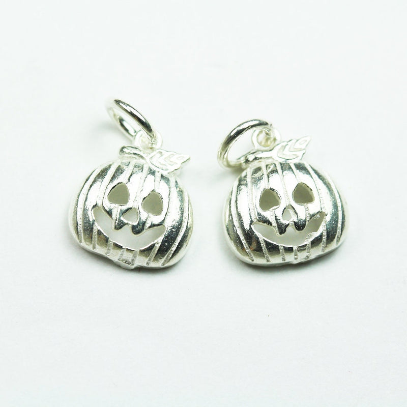 Charms 2pcs Pumpkin Charm 925 Antique Sterling Silver Jewellery findings Charm Beads ,Halloween Charm 12*6mm