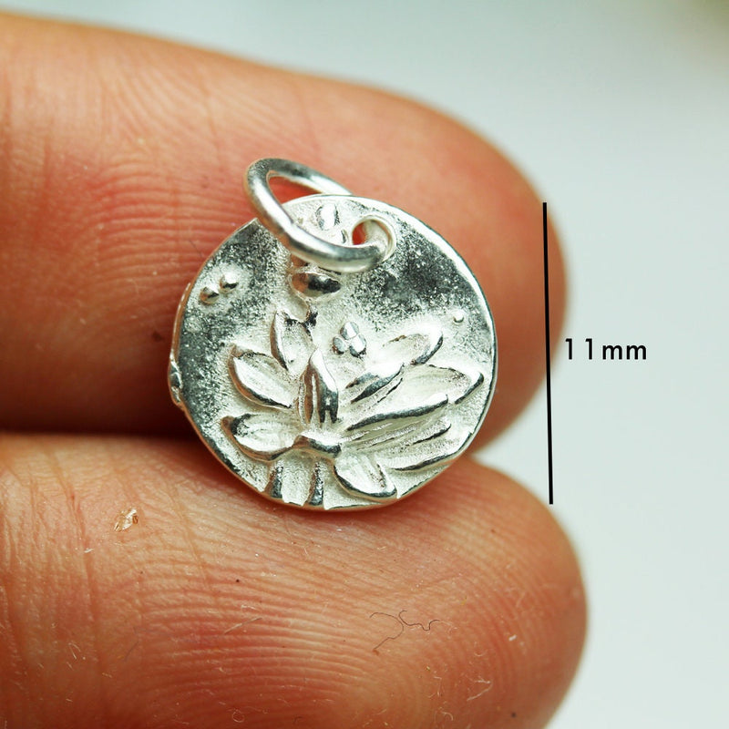 Charms 2pcs 925 Sterling Silver Jewellery findings Lotus Charm Beads , 12mm Button