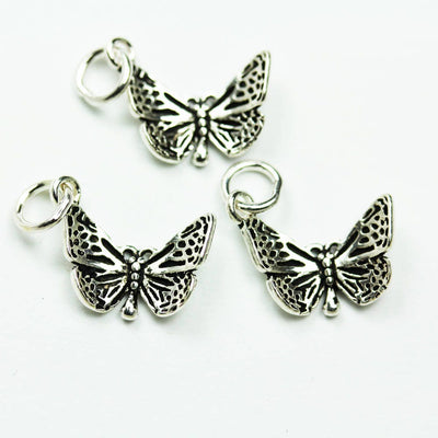 Charm 2pcs Antique 925 Sterling Silver Jewellery findings Butterfly Charm Beads , Butterfly Pendant, 14*10mm