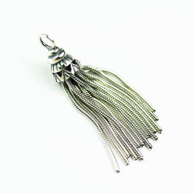 Charm 1pc 925 Antique Sterling silver Jewellery Charm /Pendant findings, Tassel and cap, Necklace pendant , 6*30mm,ring 5mm