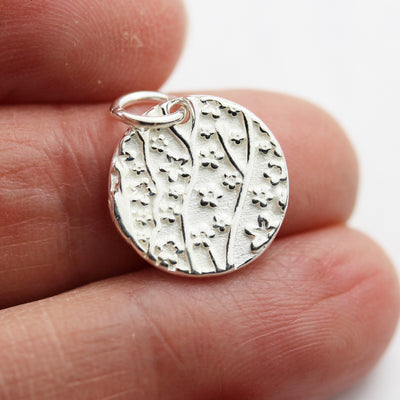 Jewelry charms 2pcs 925 Sterling Silver Jewellery findings ,Flower Tree Charm/Pendant , 14mm Button