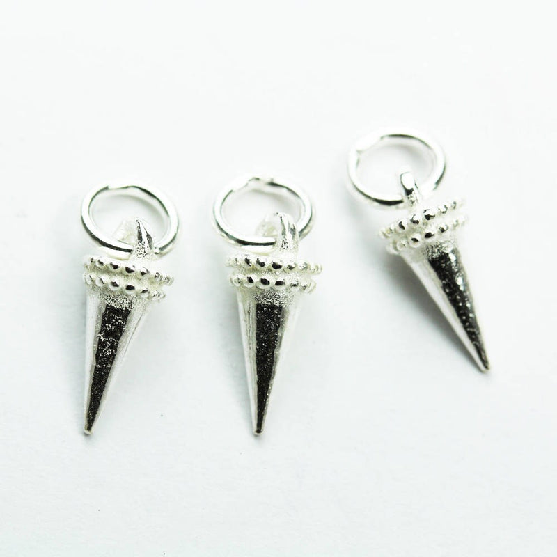 Jewelry charms 2pcs 925 Sterling Silver Jewellery findings Charm Beads , Spike Charm ,Corn Charm, 12*6mm