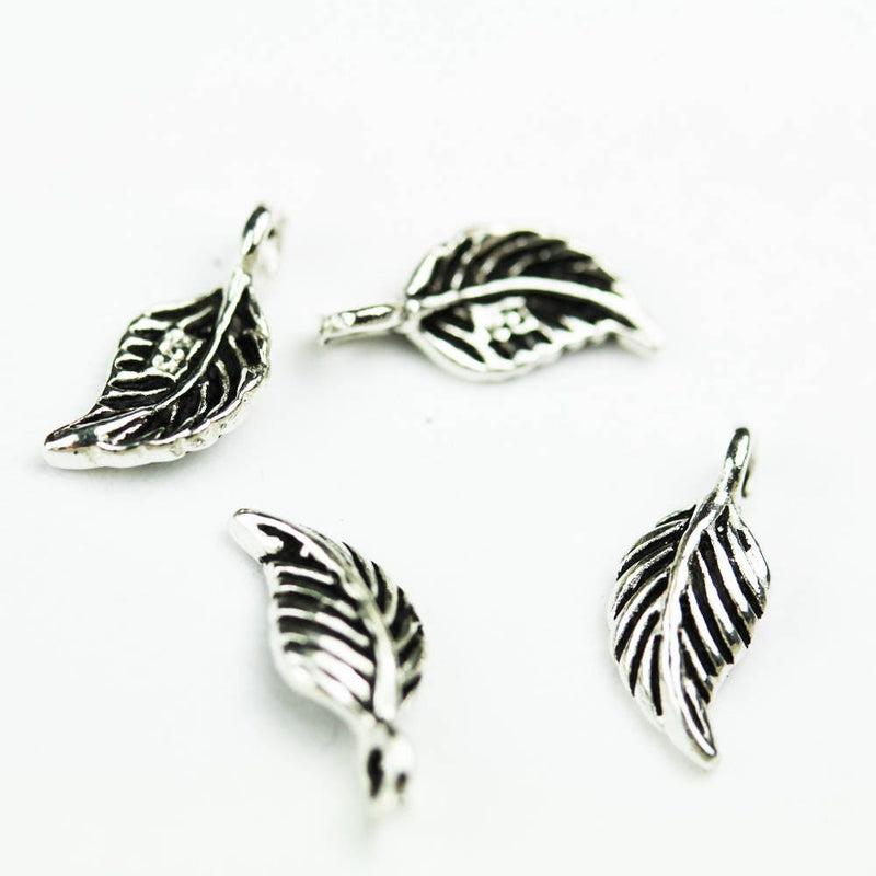 Charms 6pcs 925 Antique Sterling Silver Jewellery findings Charm Beads , 12*5.5mm Leaf