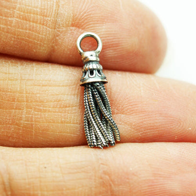 Charms 2pcs 925 Antique Sterling silver Jewellery Charm findings, Tassel and cap, earring drop , 20*5mm,ring 4mm