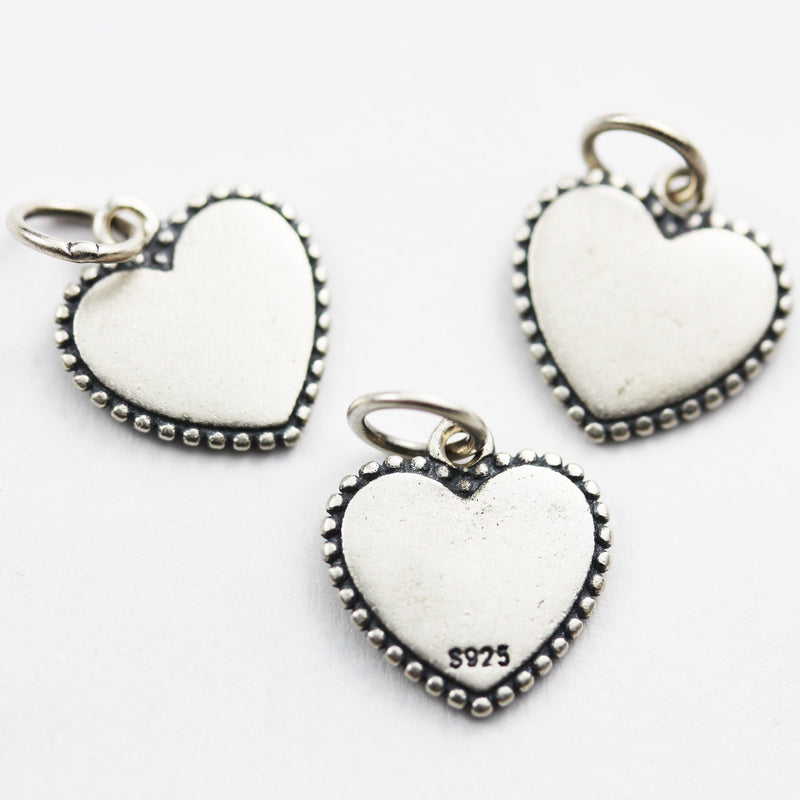 Charms 2pcs 12mm Heart 925 Antique Sterling Silver Jewellery findings Charm Beads , Heart pendant/charm/beads