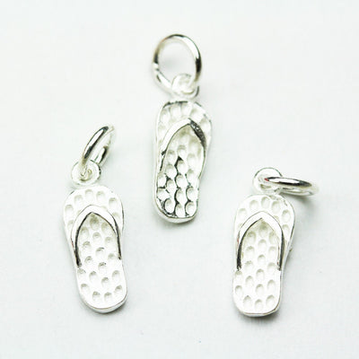 Silver Charm 925 Sterling Silver Jewellery findings Charm Beads , 2pcs 15*6mm Flip Flop Charms, 6mm Closed Ring