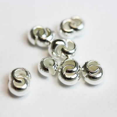 Crimp  Cover 20pcs 3/4mm 925 Sterling Silver Jewellery Findings Crimp Cover for Ends