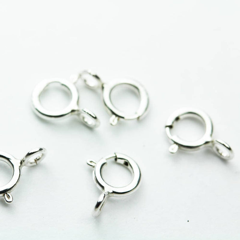 Spring clasp 10pcs 6mm Springring Clasps 925Sterling silver jewellery findings,6mm Circle with 2mm ring