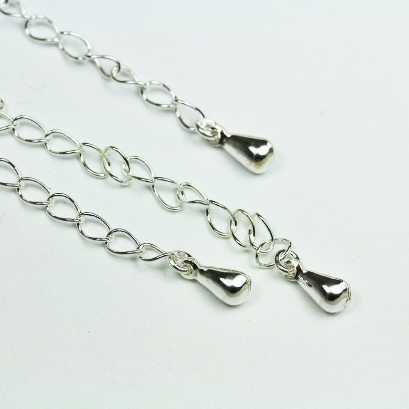 Chain extension Exp4pcs 925 Sterling Silver Extension chain Jewelry End Piece,with Drop, Size 3mm wide, 40mm long