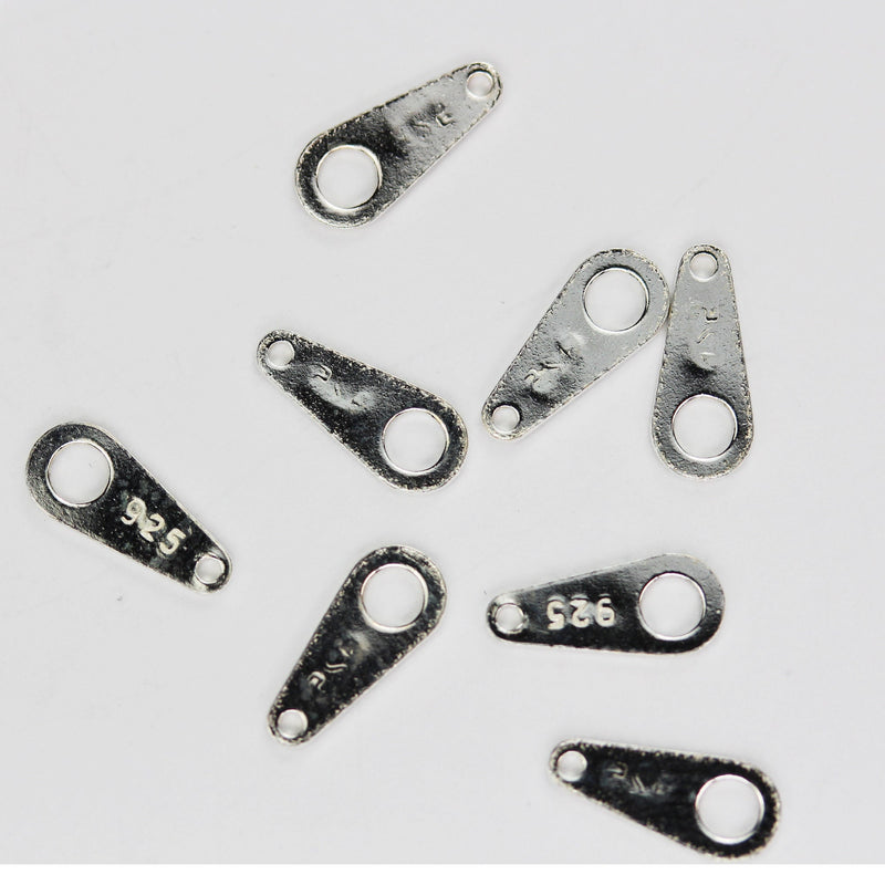 Ring Clasp Tab/Chain Tab 10pcs 8*3.5mm  925Sterling Silver Jewellery Findings,1.5mm and 0.8mm Hole