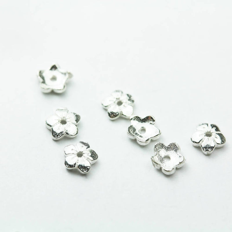 Bead Caps 30pcs 4mm Jewelry Findings Bead Cap, 925 Sterling silver, Jewellery Flower Cap