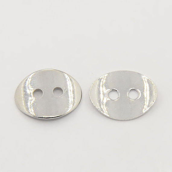 Silver clasp 2pcs 925 Sterling Silver Button Jewellery Findings Clasps, 14x10mm, Hole: 1.5mm