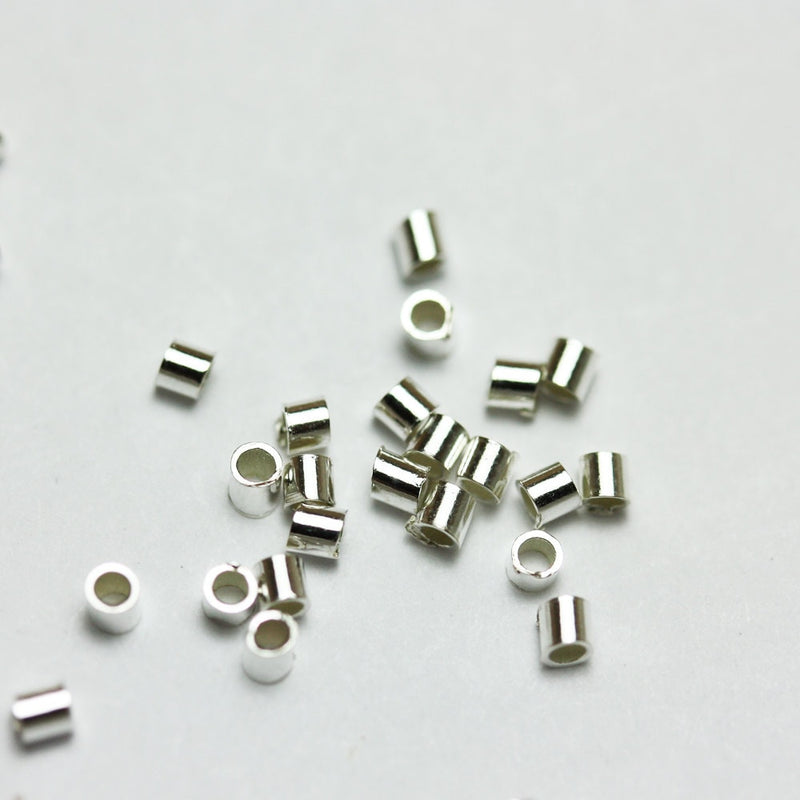 Crimp Tubes Beads, 925 Sterling silver Jewellery Findings Crimp Beads,1.5*1.5mm/ 2*2mm diameter