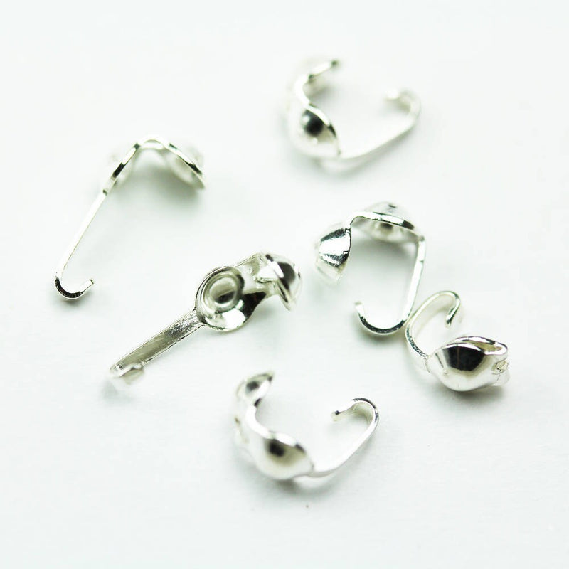 Jewelry End Cap 10pcs Bead Tips,925 Sterling silver, 8.5mm long, 3.7mm wide,4mm ball, hole1mm