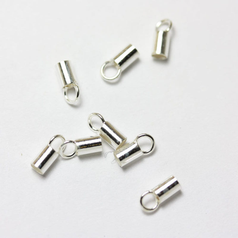 Leather Caps 20pcs 1.5mm 925 Sterling Silver Chain End Jewellery Findings ,Glue in, 6.5*2.2mm,1.5mm inside diameter