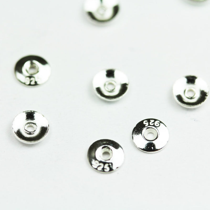 Bead Caps 30pcs 925 Sterling silver Jewelry Findings Bead cap,4mm Circle cap,1mm Height, 1mm hole