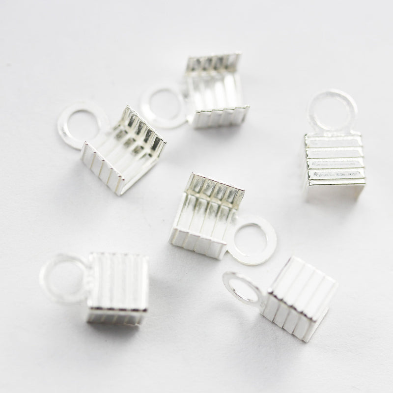 6pcs 925 Sterling silver Jewellery Findings Cord end, fold-over, 10*6mm with 4.5mm inner size