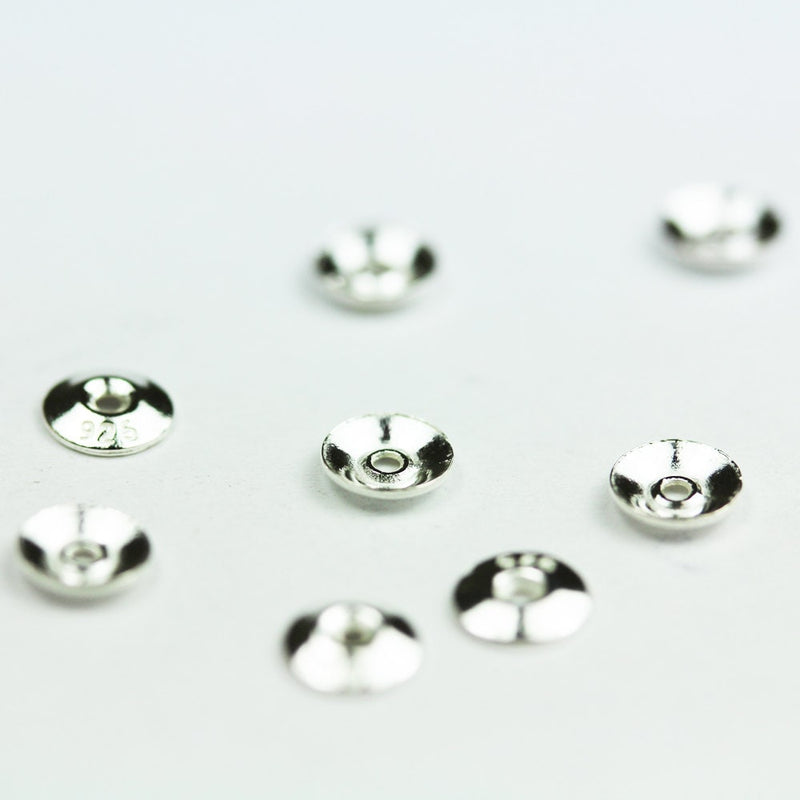 Bead Caps 30pcs 925 Sterling silver Jewelry Findings Bead cap,4mm Circle cap,1mm Height, 1mm hole