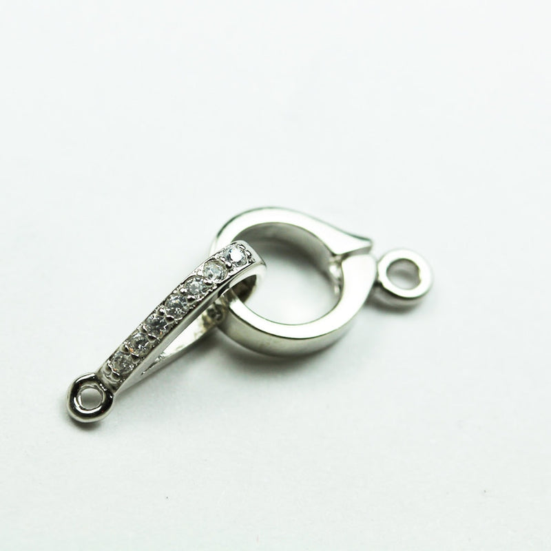 Silver clasp 1pc 925 sterling silver w/Cubic Zirconia Jewellery finding Clasp,S-hook,11*7mm Ring and 8mm Hook