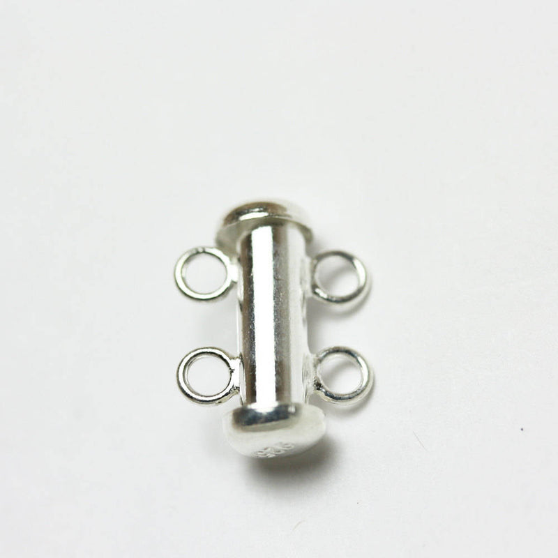 Silver clasps 1pc 925 Sterling Silver Jewellery findings 2-strand Slide lock Clasp,15*6mm