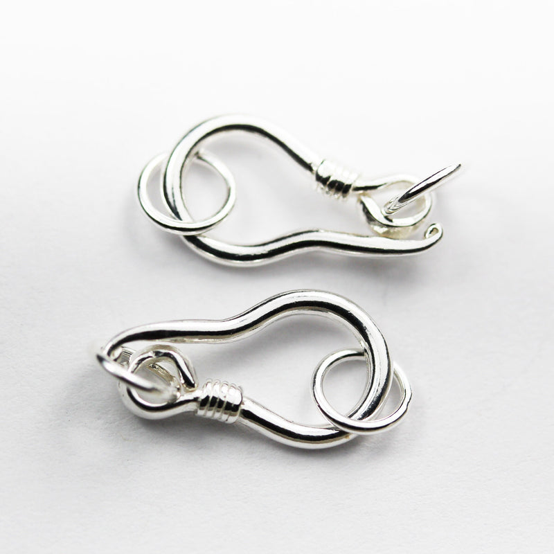 2PCs 925 sterling silver Jewellery finding Clasp,S-hook,17*9mm, 6mm closed jump ring