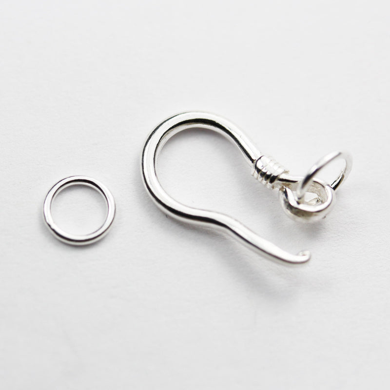 2PCs 925 sterling silver Jewellery finding Clasp,S-hook,17*9mm, 6mm closed jump ring