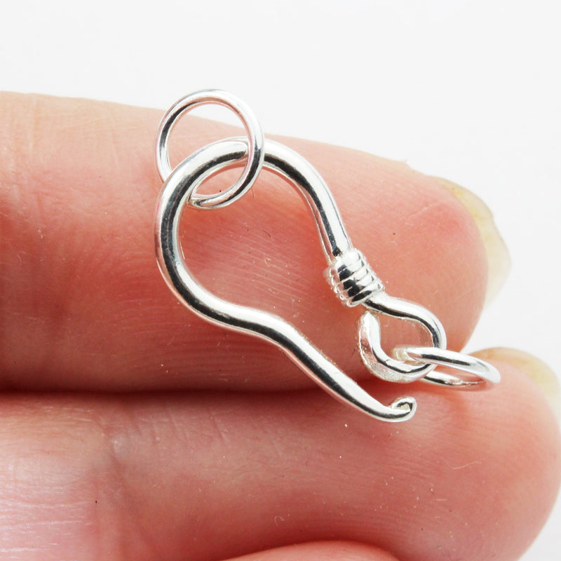 2PCs 925 sterling silver Jewellery finding Clasp,S-hook,17*9mm, 6mm closed jump ring