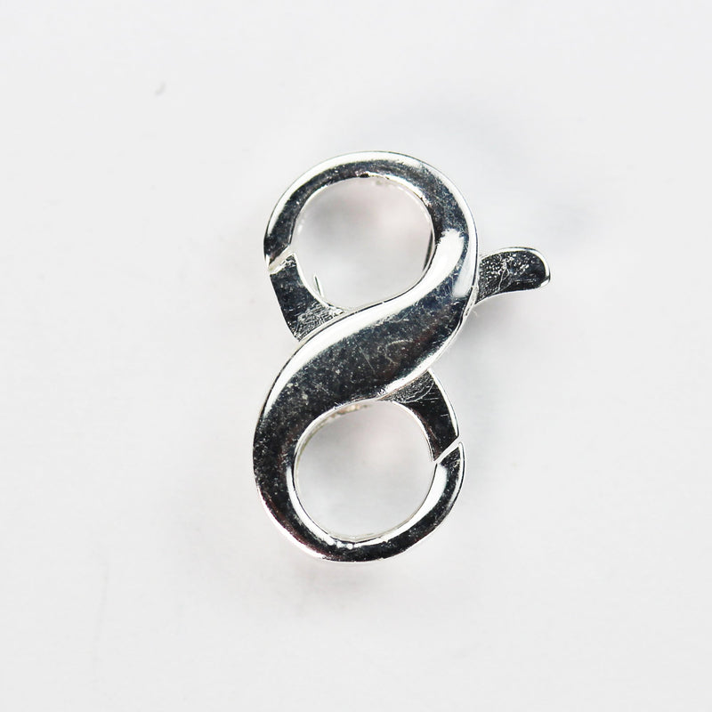 Sterling clasp 16mm "8" Shape Infinity Shape Clasp 925 Sterling silver jewellery findings Lobster Clasps, 16*8.5mm, 3mm Thickness