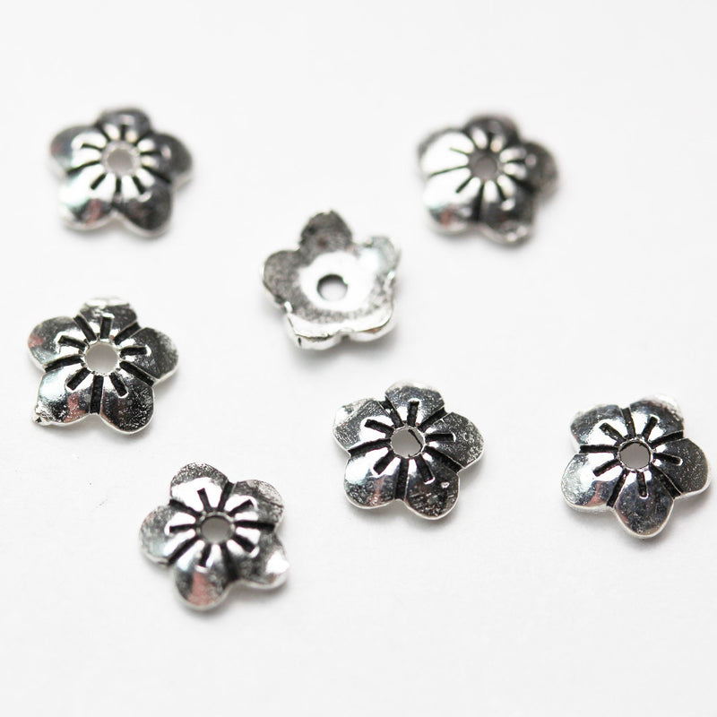 Silver Bead Caps 20pcs Jewelry Findings Bead cap,antiqued Sterling silver, 6*2mm  cap,1mm hole