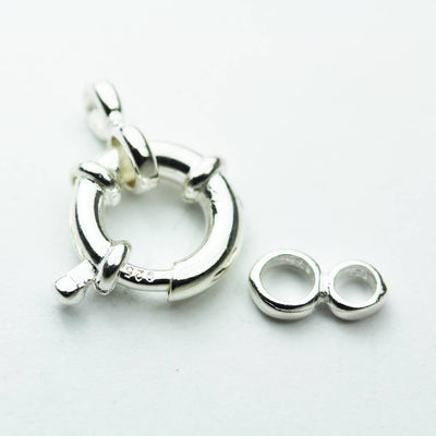 Spring clasp 1pc 12mm Springring 925Sterling silver jewellery findings,12mm Circle with 4mm ring, Platinum plated for non-tarnish