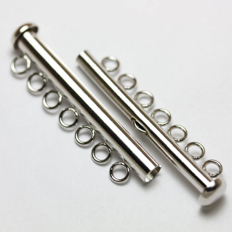 1pc 925 Sterling Silver Jewellery findings 7-strand Slide lock Clasp,38*6mm